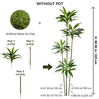 50-225CM Artificial Green Dracaena Plant Tree Indoor Outdoor Ornament Fake Plant for Home Garden Room Wedding Decor Halloween
