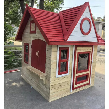 Outdoor Wooden Playhouse for Kids Courtyard Garden Park Decoration Animatronic Models Toddler's Playground Backyard Garden House