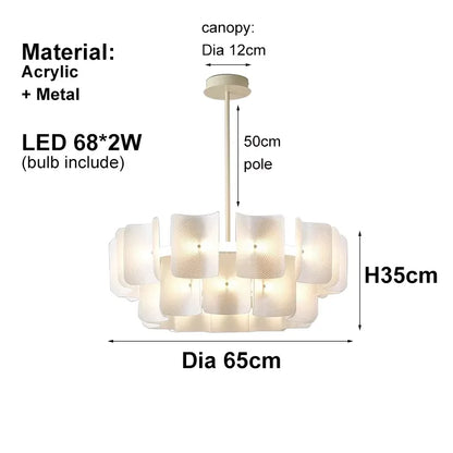 Creative Living Room Large Chandelier Minimalist Wabi Sabi LED Chandelier For Villa Bedroom Home Nordic White Lobby Hanging Lamp
