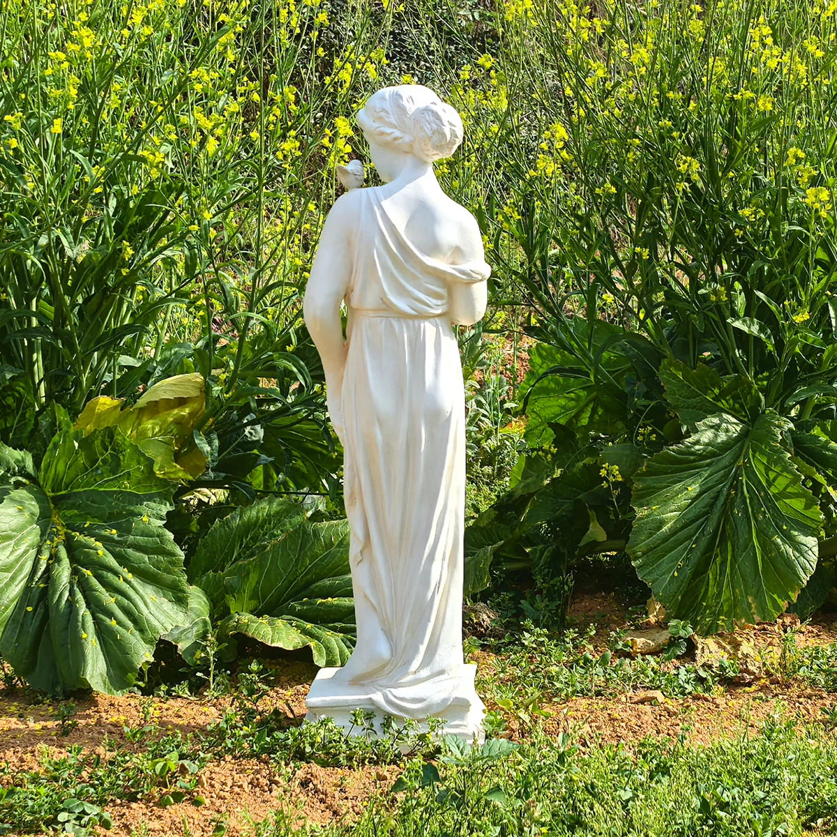 Outdoor Garden Statue, Nymph Sculpture Goddess of Greek Mythology Roman Style Outdoor Patio Yard Lawn Porch Decor, Ivory