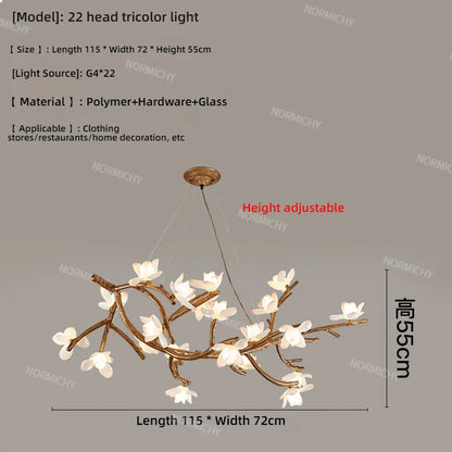 Living Room Lamp Creative Lotus Restaurant Lamp Wabi Sabi Style Zen Tea Room Homestay Decoration Tree Branch Pendant Light