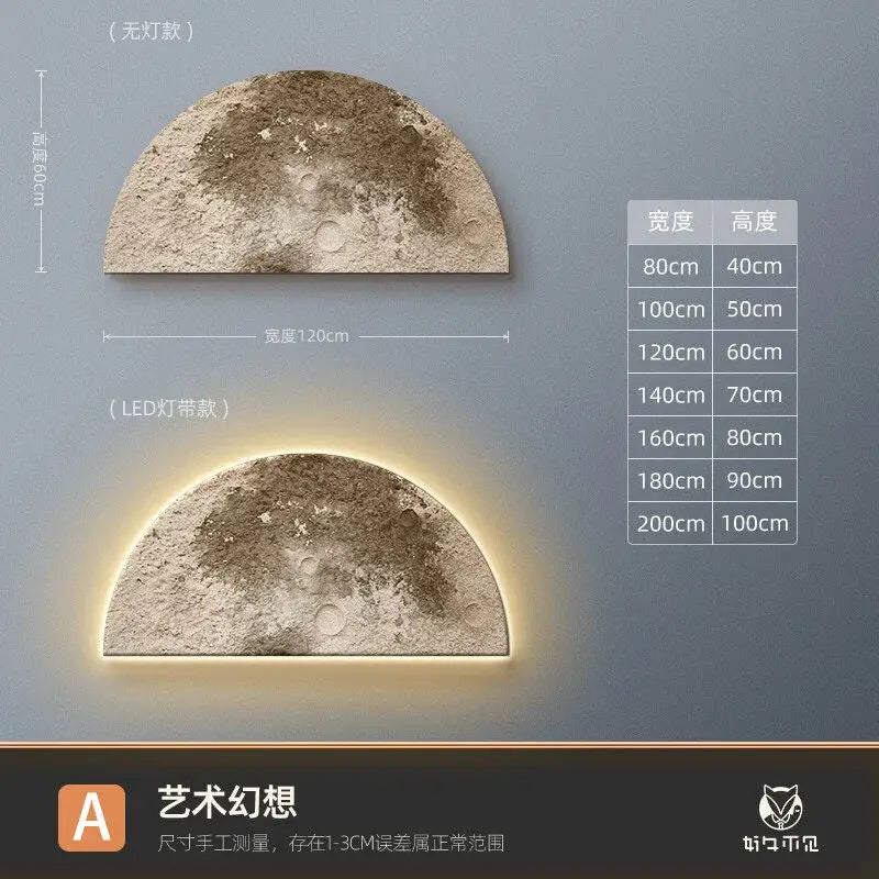 Moon living room decoration painting, LED wall lamp painting, background wall, high-end feeling, sandstone hanging painting