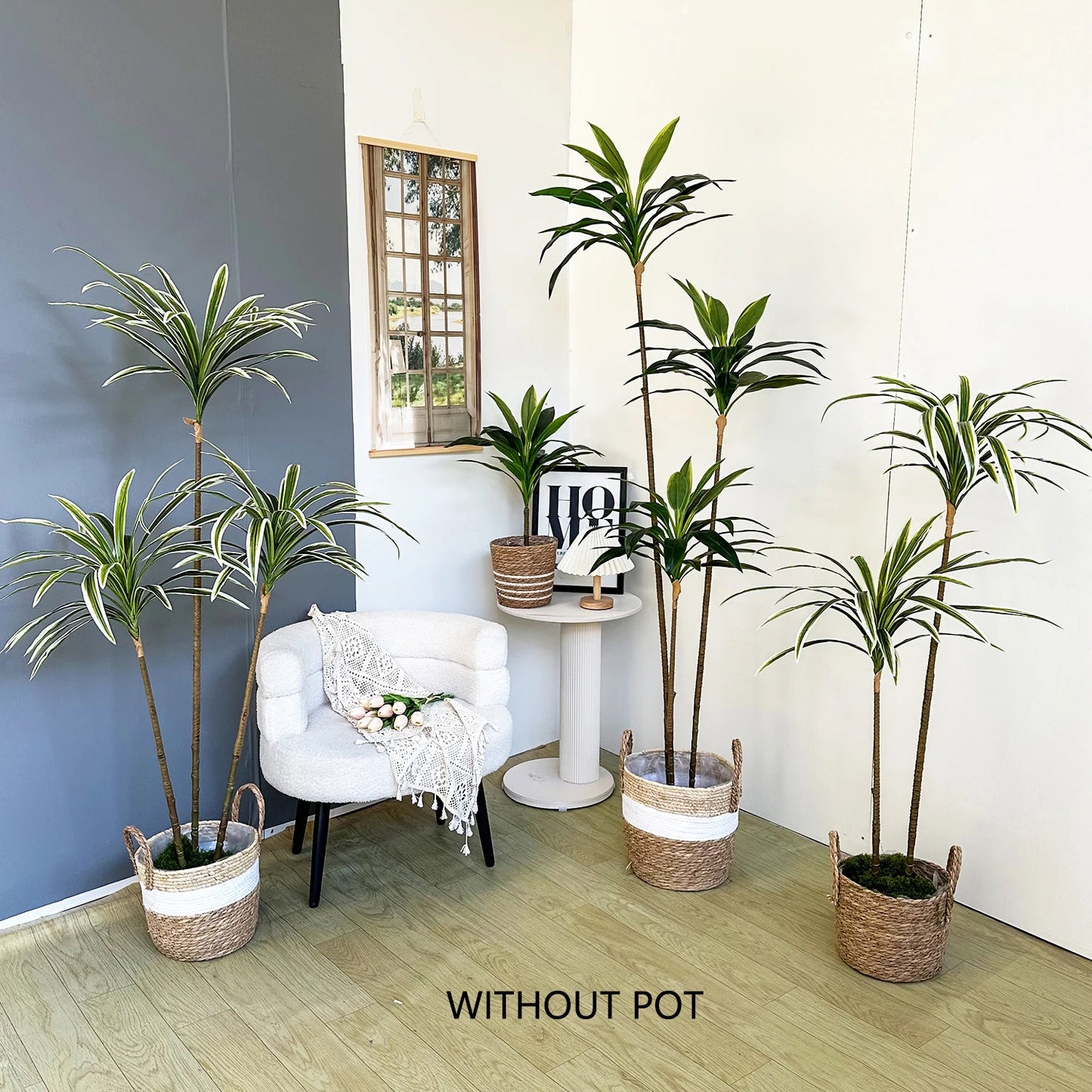 50-225CM Artificial Green Dracaena Plant Tree Indoor Outdoor Ornament Fake Plant for Home Garden Room Wedding Decor Halloween