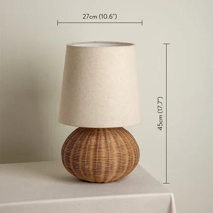 Rustic table lamps Wabi-sabi style rattan table lamp Designer Art brown lamp Hotel Study Home Decoration Bedroom Bedside lights