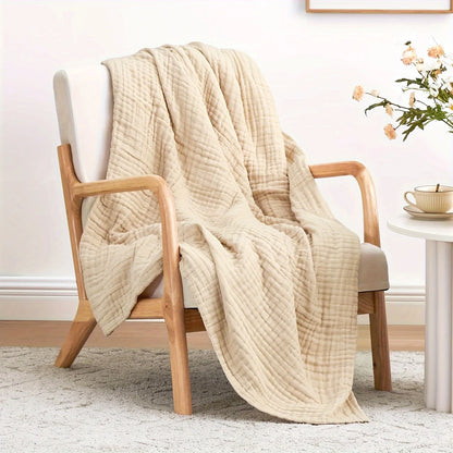 Large 6-Layer Gauze Blanket All-Season Soft Breathable for Adults Sofa or Bed Bedding Hand Wash Only Neutral Beige for Men Women