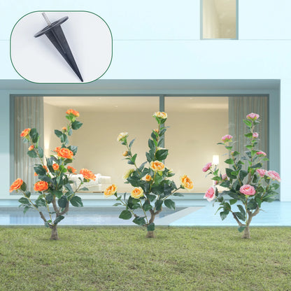 85cm Camellia Topiary Tree with Pot/Spike Realistic Fake Flower Plant Indoor Outdoor Faux Bonsai for Home Garden Office Decor