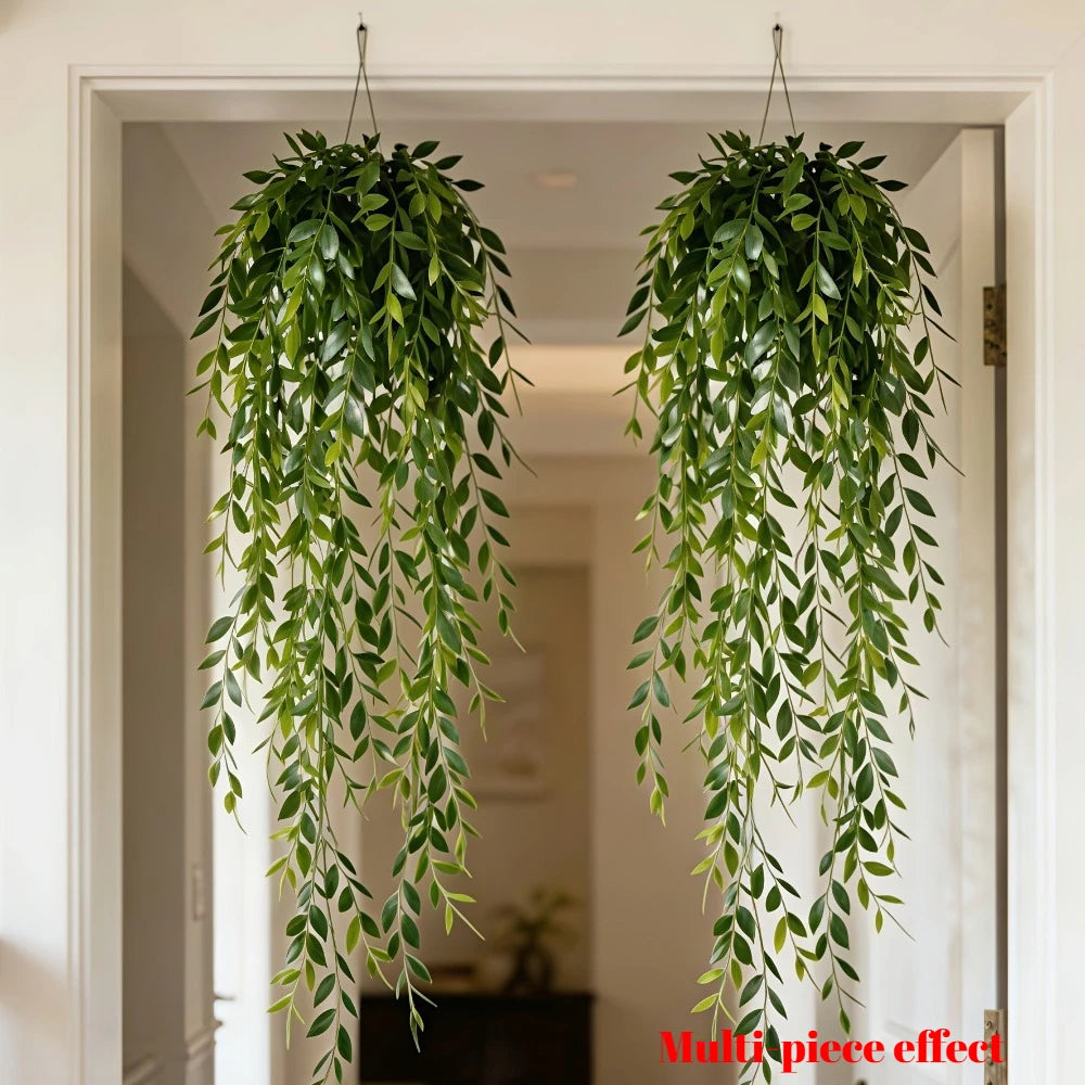 4PC 85cm Artificial Hanging Potted Plants Realistic Green Ferns Suitable for Indoor/Outdoor Home/Living Room Party Scene Decora