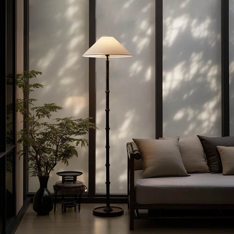 Wabi-Sabi Style Retro Bamboo Floor Lamps New Chinese Living Room Sofa Side Standing Table Lights Lighting Bedroom Bedside Lamp