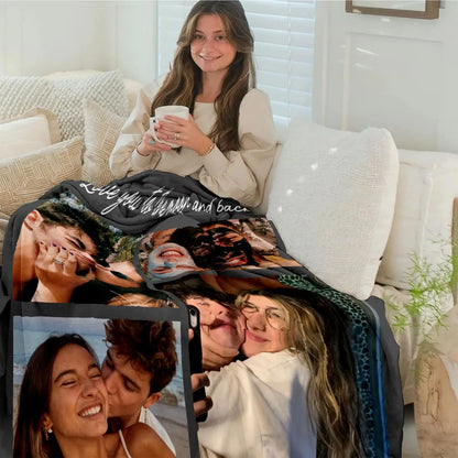 Couple Gifts Custom Blanket with Photos Personalized Flannel Throw Christmas Blankets Gifts for Boyfriend Girlfriend