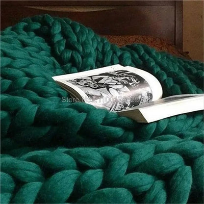 Grey Soft Knitted Blanket Winter Thick Sofa Throw Large Yarn Roving Blanket Chunky Handmade Weight Blankets Nordic Home Decor