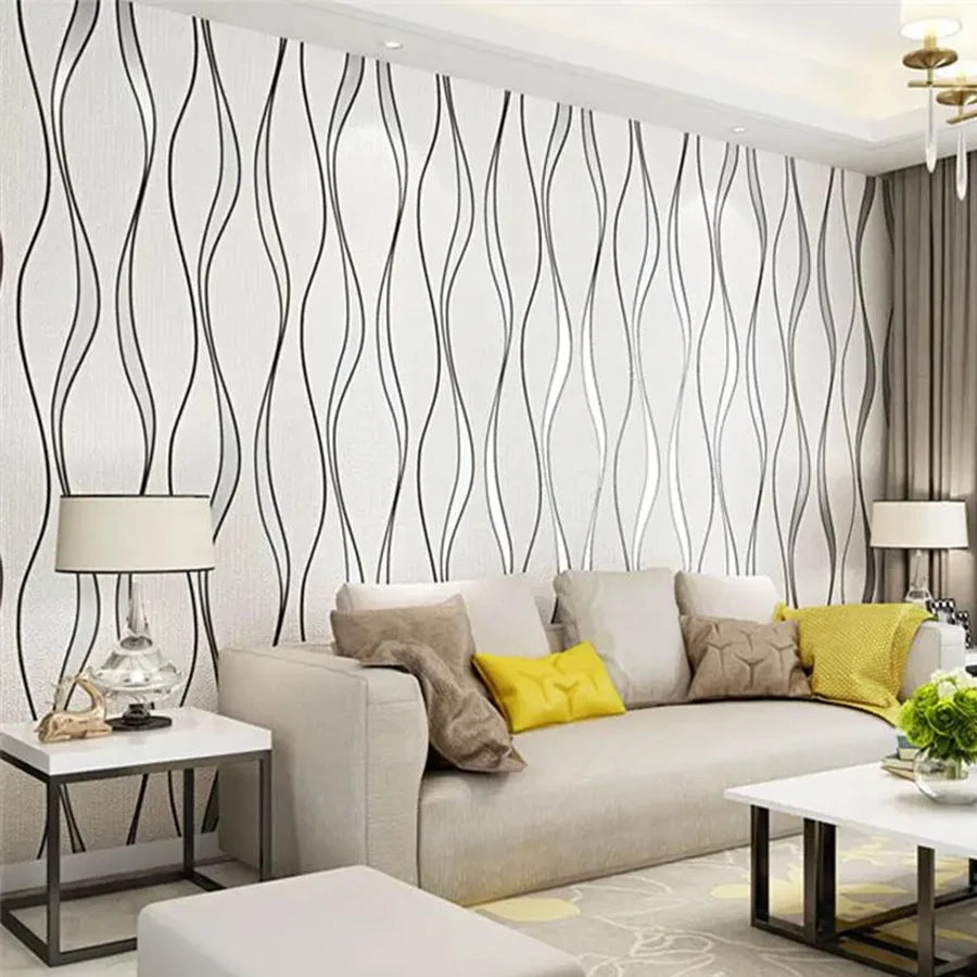 1 Roll Modern 3D Wallpaper Water Ripple Non-Woven Wallpaper Home Decor Tv Background Wallpaper Wall Sticker Living Room Home Decor