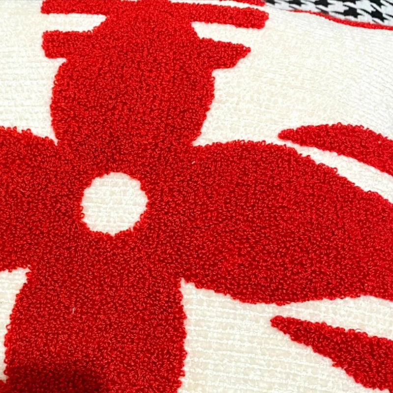 New House Red Pillows for Sofa Decoration Nordic Style Decorative Pillow Case Cover Tassels Throw Pillows with Geometric Lines