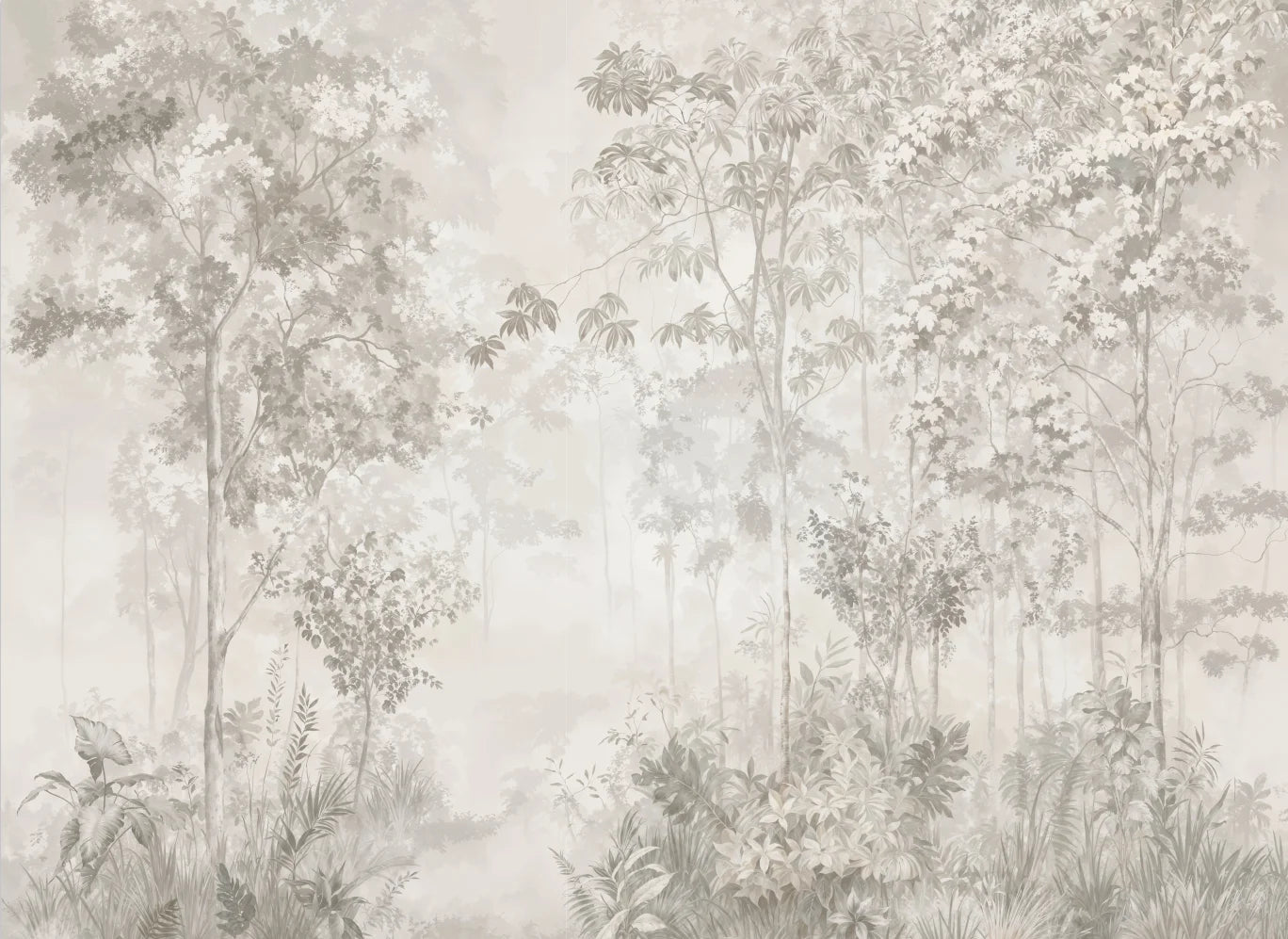 Customized French Wallpaper TV Background Wall Wallpaper Hand Drawn Black and White Forest Living Room Bedroom Papier Peint