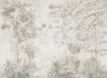 Customized French Wallpaper TV Background Wall Wallpaper Hand Drawn Black and White Forest Living Room Bedroom Papier Peint