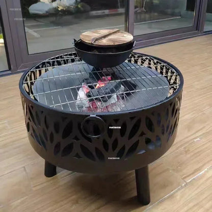European-style Fire Pits Household Grill Stand Heating Smokeless Charcoal Oven Indoor Fire Stove Modern Stainless Steel Brazier