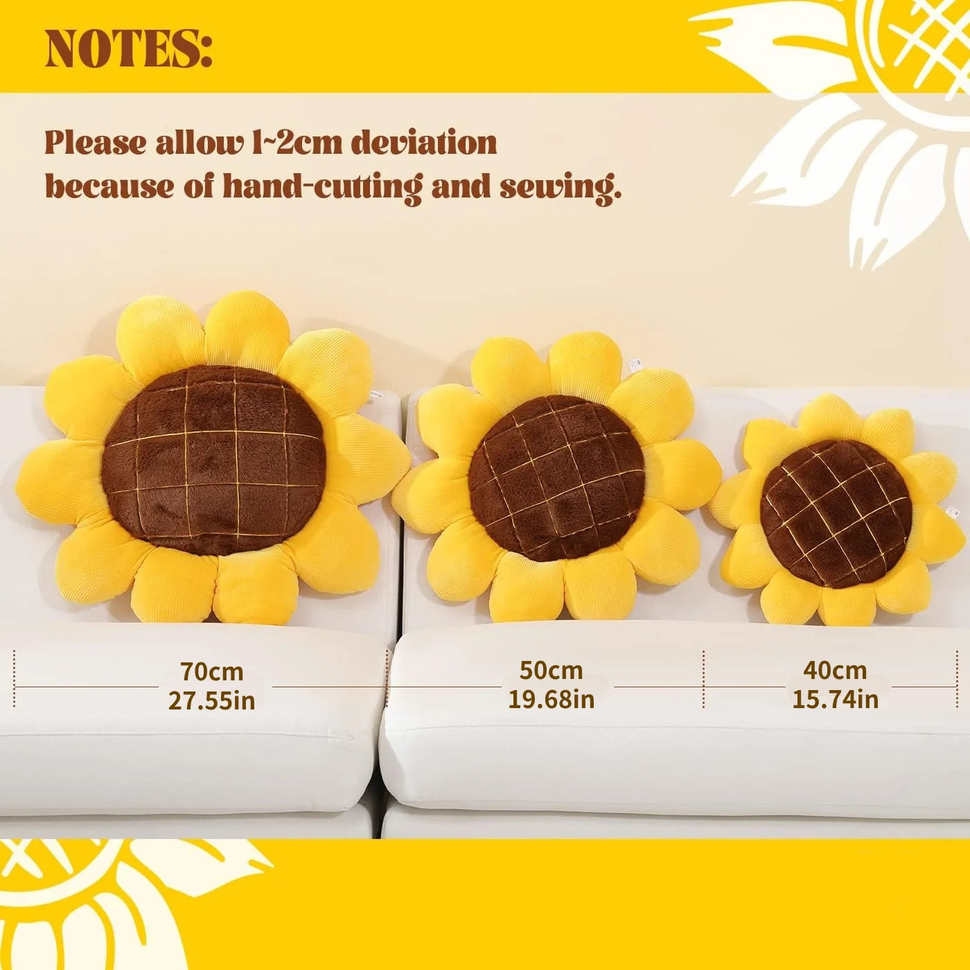 Sunflower Throw Pillow,Flower Shaped Pillows Floor Pillow Seating Cushion,Seating Cushion,Cute Room Decor & Plush Pillow for Bed