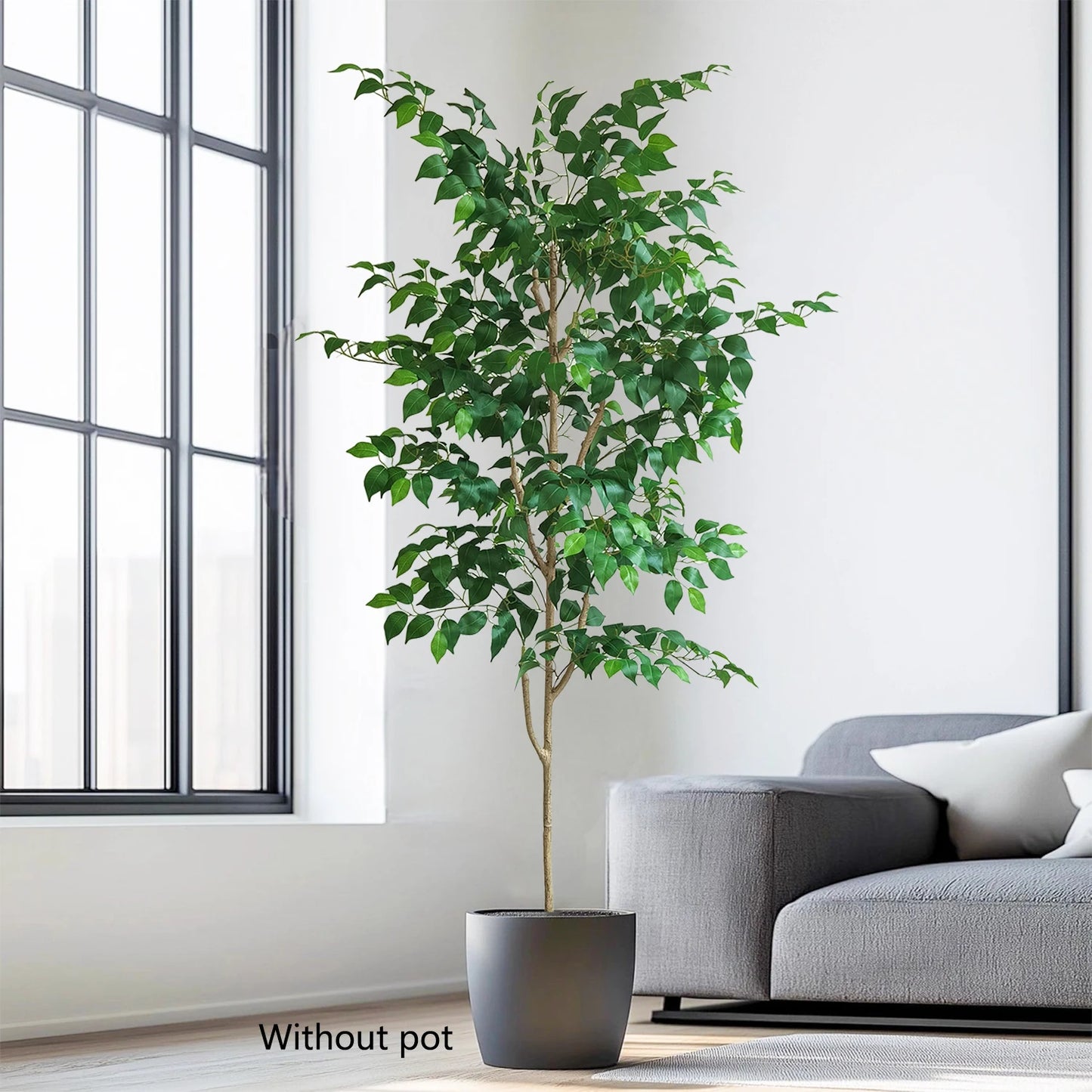2.1M 82.68in Artificial Banyan Tree Faux Silk Plant Realistic Trunk Branches Potted Indoor Outdoor Decor 740-210