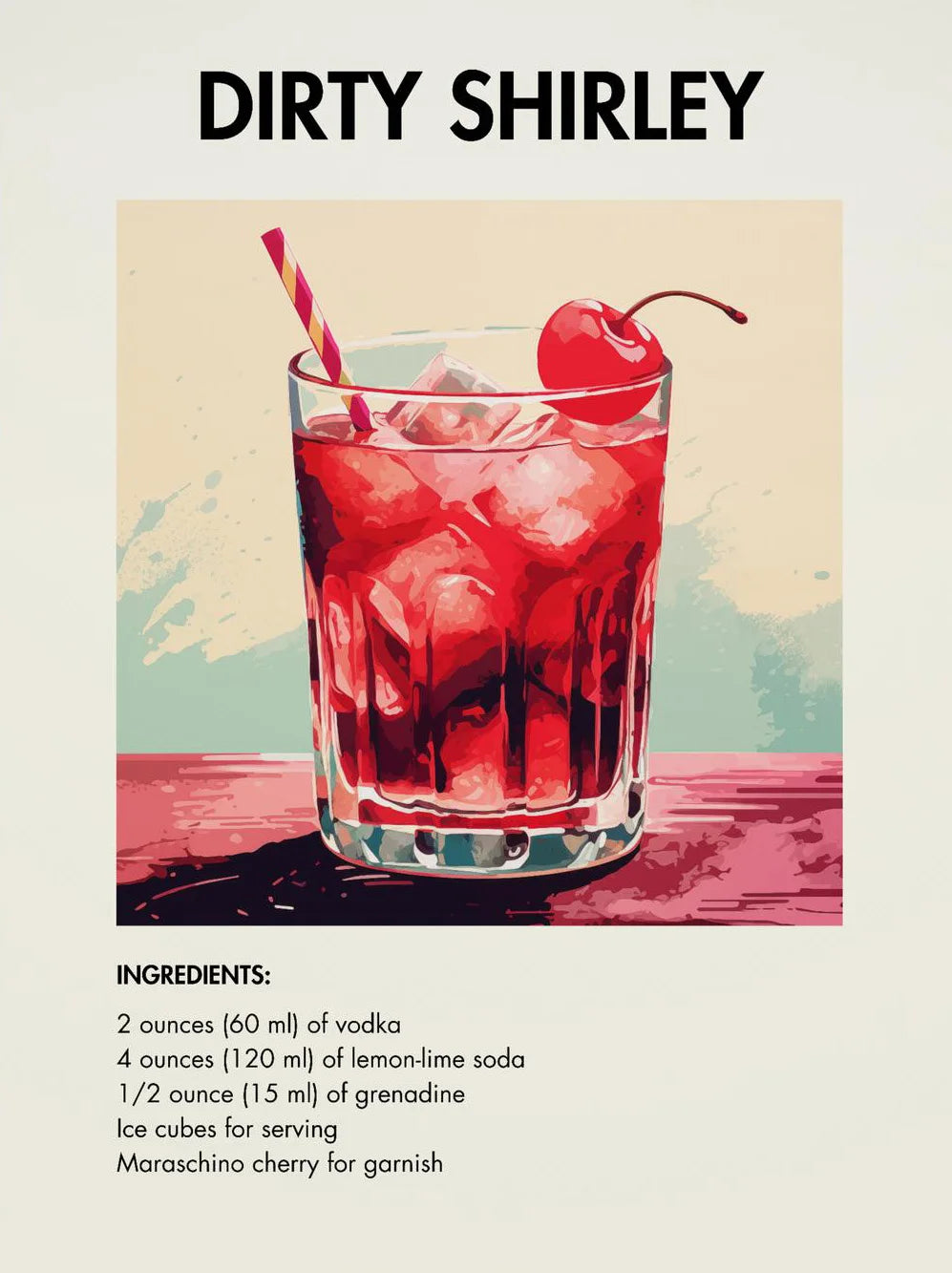 Classic Simple Bar Drinks Liquor Cocktail Bartending Recipe Poster Canvas Art Painting Prints Home Room Bar Wall Decoration