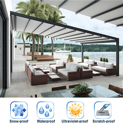Motorized Pergola Retractable Awning PVC Foldable Canopy Electric Roof Waterproof UV Sunshade Outdoor Patio Deck Gazebo Tent