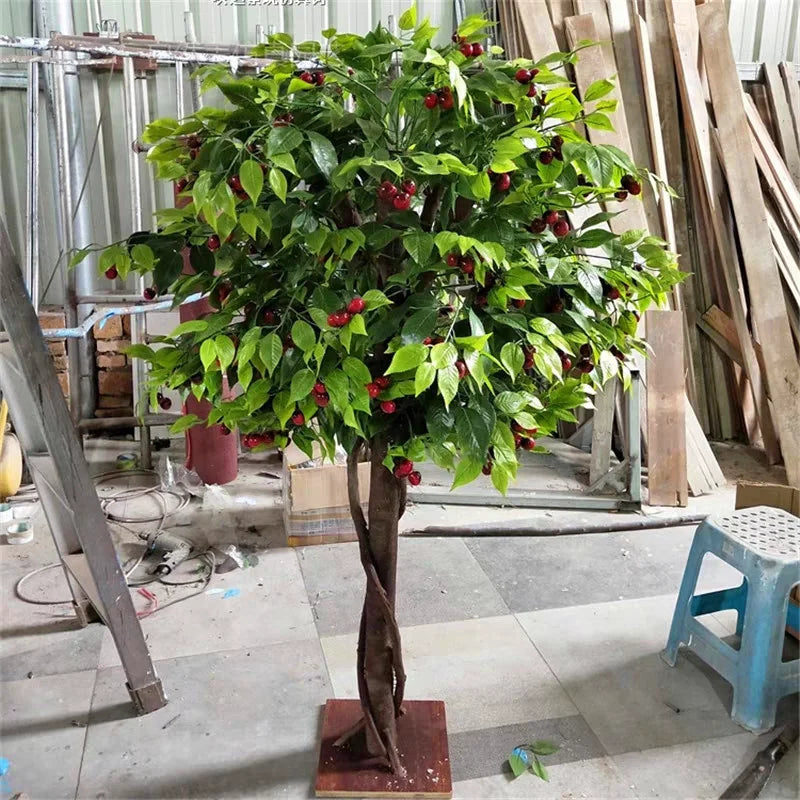 Indoor Outdoor Decorative Artificial Cherry Tree Simulated Plant Real Natural Fruit Tree