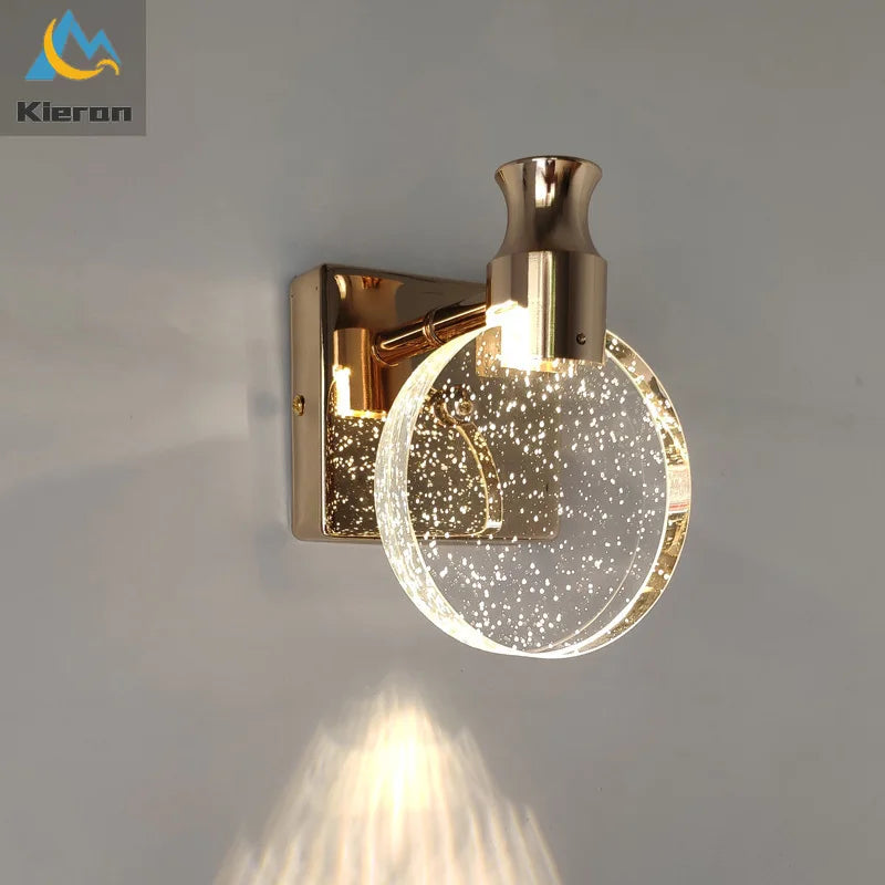 Simple Bedroom Living Room Crystal LED Wall Lamp Mirror Front Lamp Bathroom Makeup Lamp Wall Light Home Decor Lights Mirror Lamp