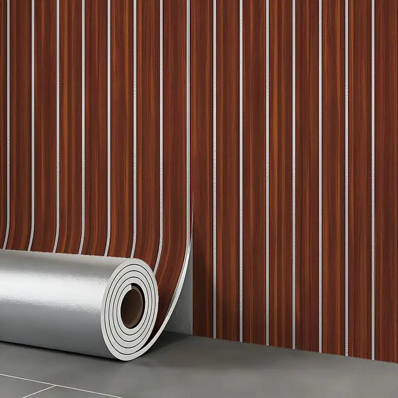 【H】Thick Brown Grid Peel And Stick Wallpaper Faux Plaid Design Waterproof And Moisture-Proof Ideal For Walls Ceilings Home Decor