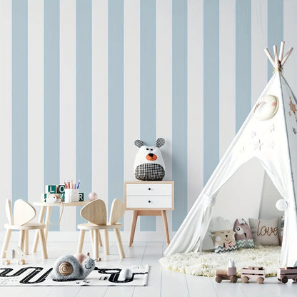 1PC blue and white stripes pattern design thick moisture-proof and waterproof wallpaper, can be self-adhesive tear-off ready to