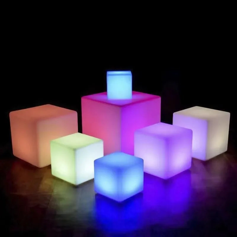 Outdoor Remoter Controlled LED Light-emitting Cube Seat 16 Colors KTV Bar Stools Rechargeable Desktop Night Lamp Waterproof