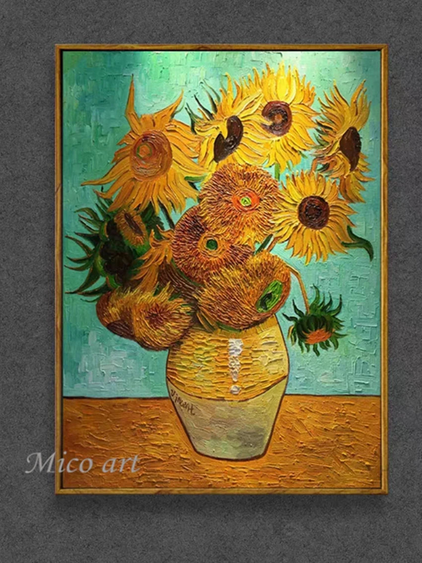 Modern 100% Hand Painted Sunflower Oil Painting Reproduction Canvas Wall Art Unframed Paintings Wall Picture Artwork Van Gogh