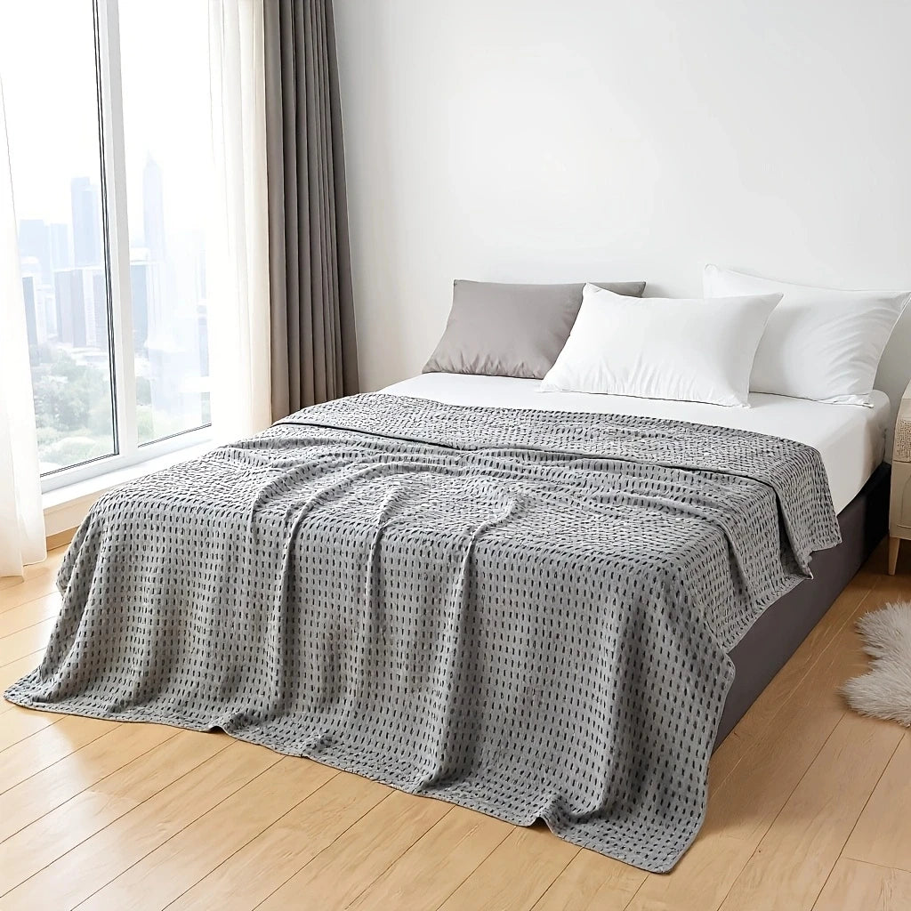 Battilo Cotton Throw Blanket Soft Breathable Waffle Blanket for Twin Queen King Bed Decorative Plaid Sofa Blankets Summer Throws