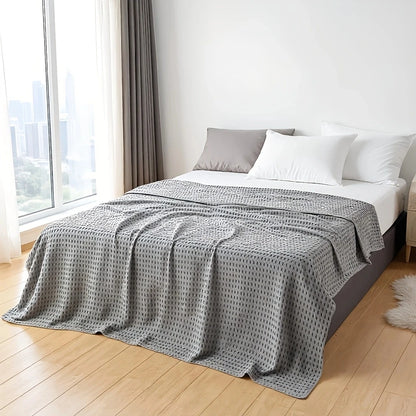 Battilo Cotton Throw Blanket Soft Breathable Waffle Blanket for Twin Queen King Bed Decorative Plaid Sofa Blankets Summer Throws