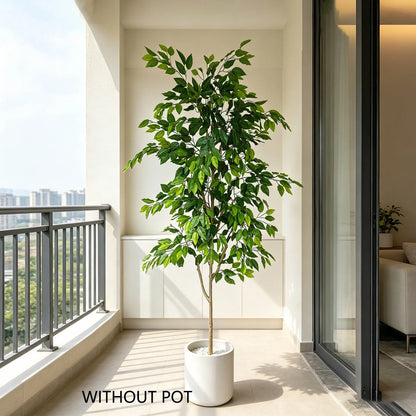 140-210cm Artificial Ficus Plant Banyan Tree Branch Indoor Outdoor Ornament Fake Plant for Home Balcony Living Room Decoration