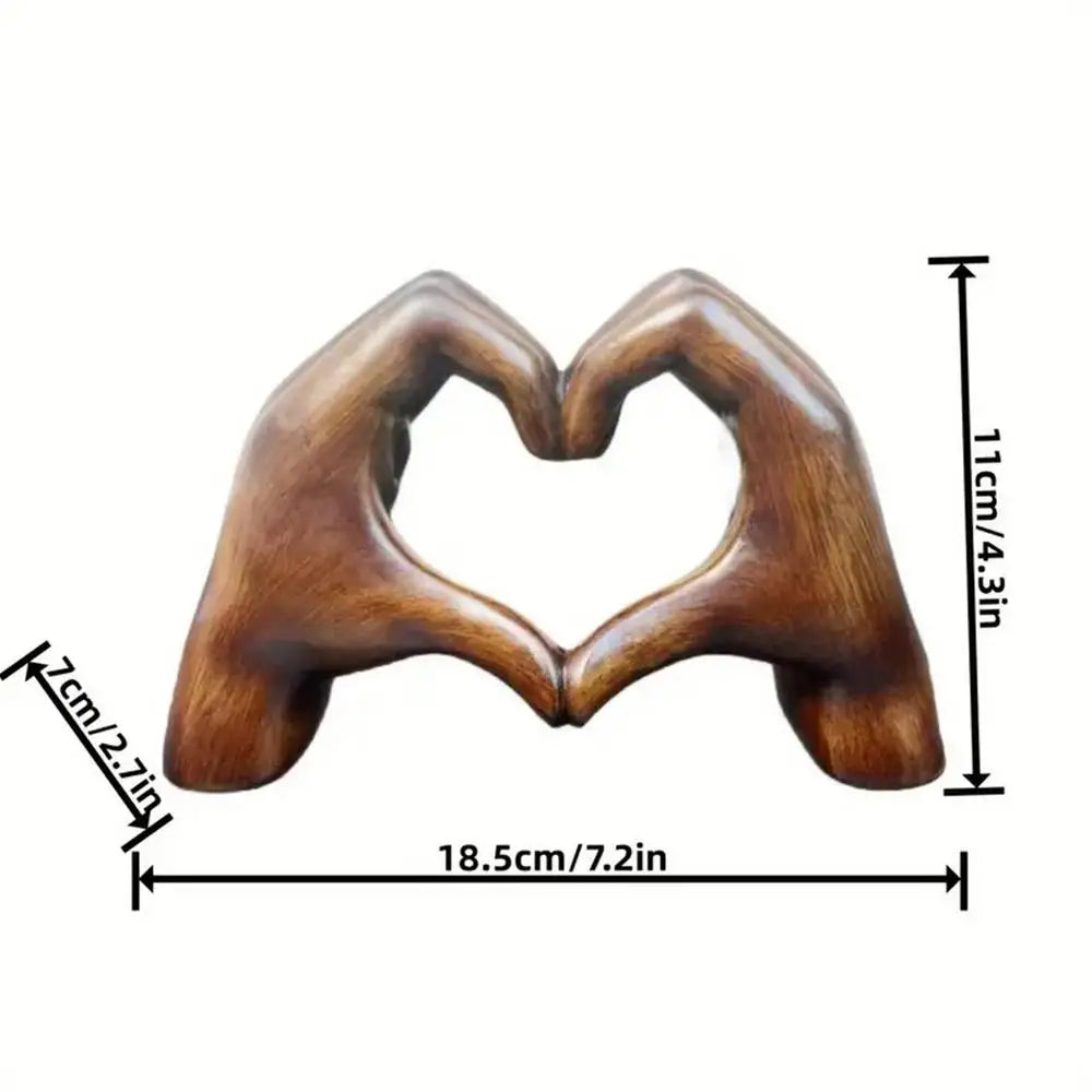 Heart Hands Statue Love Gesture Decoration Modern Art Sculpture Charming Wood Effect Statue table Room Wedding Decoration