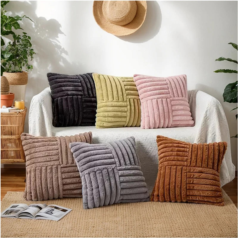 2pcs Artificial Plush Throw Pillow Covers, Suitable for Various Occasions Such as Bedding, Home Decoration, Etc