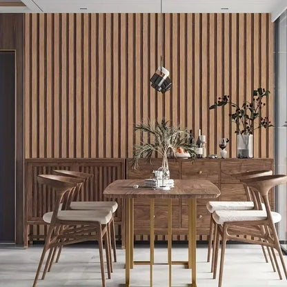 Self-Adhesive Wood Grain Wall Panels Vinyl with Vertical Slats Wallpaper for Living Room Bedroom Kitchen Bathroom TV Backsplash