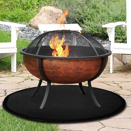 Grill Pad Mat Fire Pit Mat For Outdoor Bbq Round Stove Fire Mat Three Layered Thickened Fireproof Stove Fire Mat For Deck