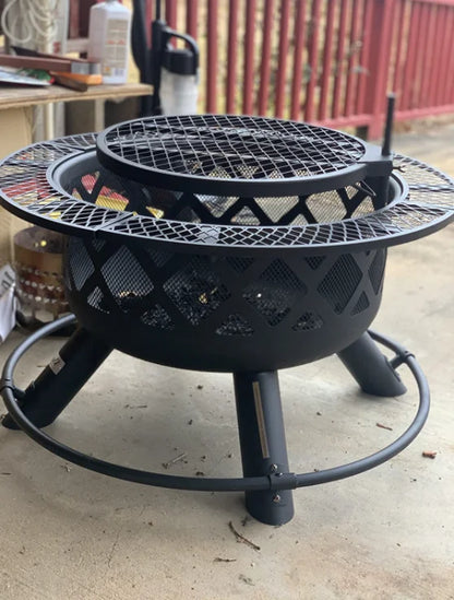 2026 Spark Screen Wood Burning Pits Round Fire Pit Outdoor Portable Firepit For Outside Patio Campfire Bonfire Grill