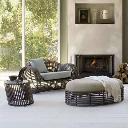 High Quality Modern Nordic Outdoor Aluminum Frame Rattan Sectional Sofa Set Garden Sofas for Courtyard Villa Park Farmhouse
