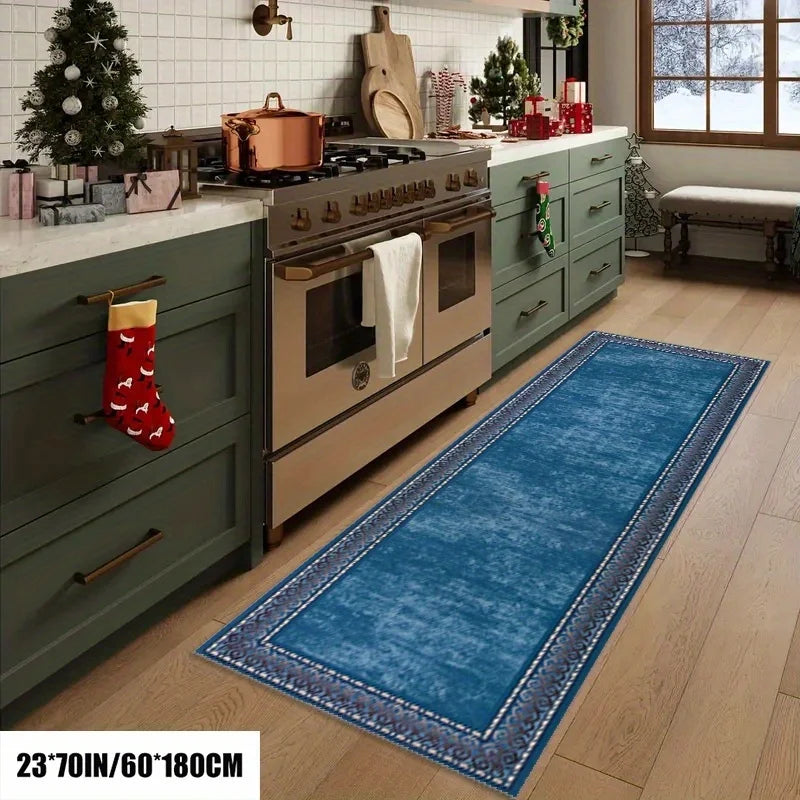 Blue Long Runner Rugs Bohe Carpet for Living Room Hallway Home Decor Kitchen Floor Mat Laundry Rugs Finely Edged Balcony  Mat