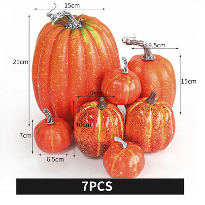 7pcs Halloween Simulation Pumpkin Decor Outdoor Orange Foam Plastic Artificial Pumpkin  Home Table Festival Atmosphere Decor
