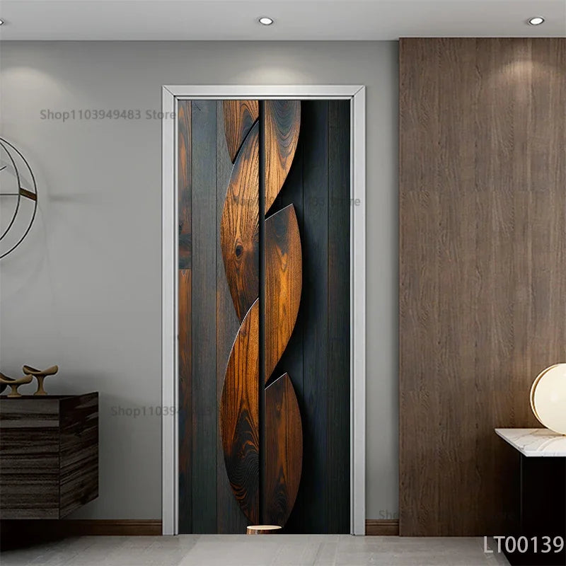 Wood Texture Series Waterproof Self-Adhesive Wallpaper Art Mural Stickers for Decor Door Cabinet Closet Ornamental Stickers