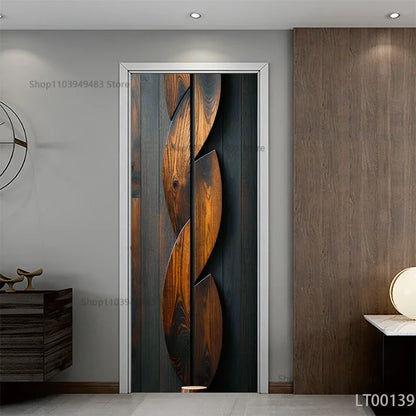 Wood Texture Series Waterproof Self-Adhesive Wallpaper Art Mural Stickers for Decor Door Cabinet Closet Ornamental Stickers