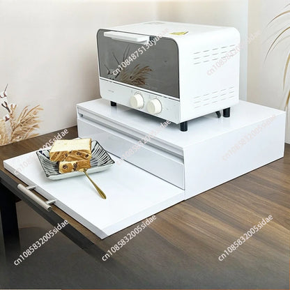 Kitchen Pull-out Tray Microwave Oven Rack Drawer Board Countertop Storage Organizer For Home Appliance Space Saving