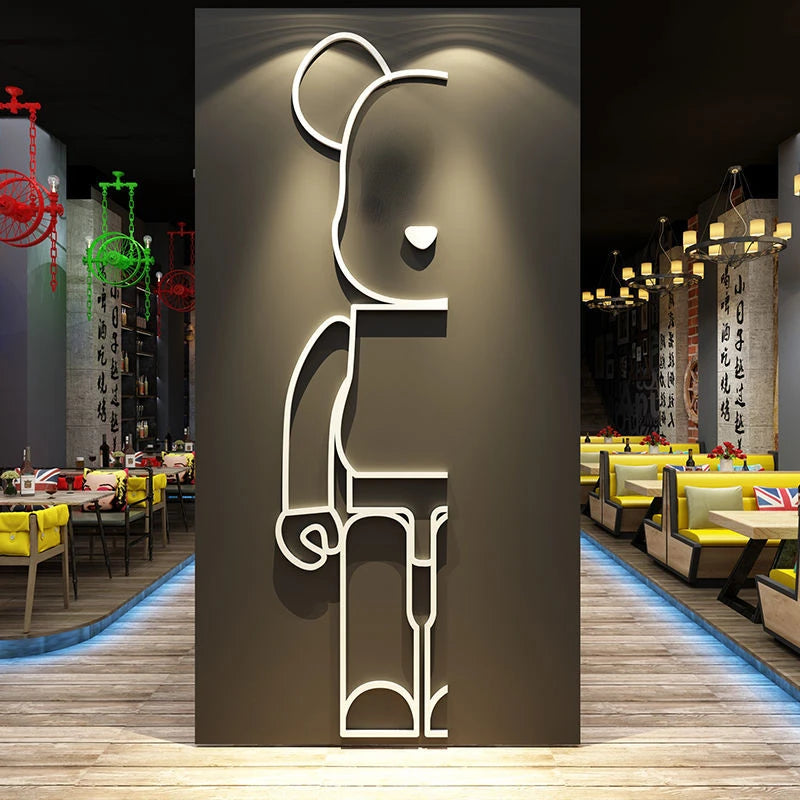 Bear Wall Stickers Mirror Acrylic Wall Sticker DIY PVC Wallpaper Self-adhesive Restaurant Bedroom Wall Decor