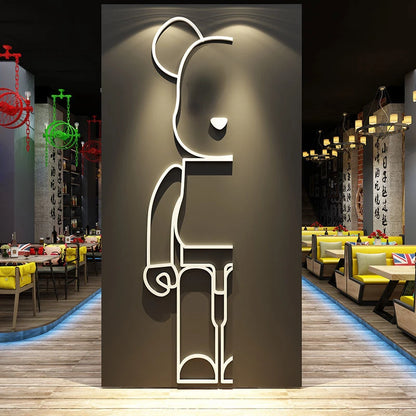 Bear Wall Stickers Mirror Acrylic Wall Sticker DIY PVC Wallpaper Self-adhesive Restaurant Bedroom Wall Decor