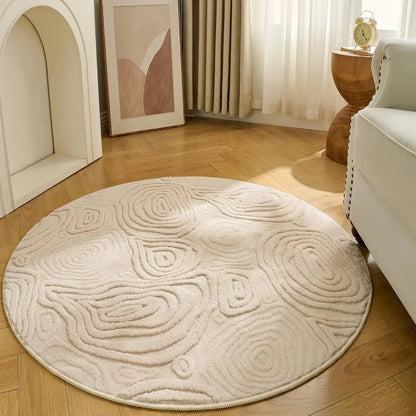 3D Geometric Round Rug – Soft High-Low Polyester,Washable & Non-Slip,Modern Circle Carpet Living Room,Bedroom,Nursery 60-120cm