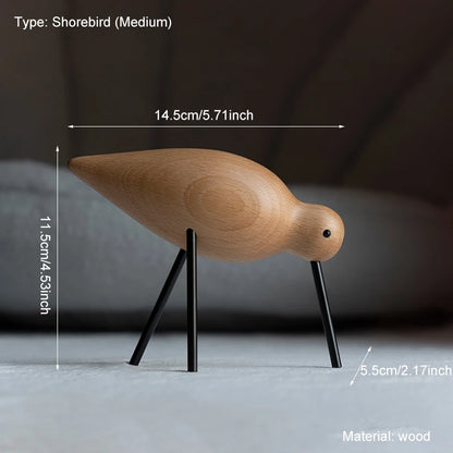 Nordic Style Wooden Short Bird Ornaments Creative Abstract Animal Statues Home Decor Bird Sculpture Living Room Desktop Crafts