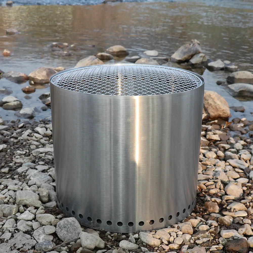 Outdoor Large Stainless Steel BBQ Stove Fire Pits Home Garden Party Camping  Bonfire Charcoal Wood Stove Fire Pit
