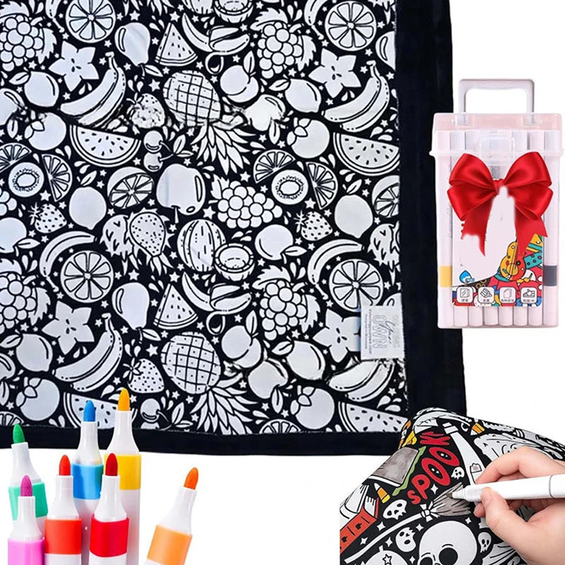 DIY Coloring Washable Fleece Throw Blanket, a Soft and Cozy Art Project Suitable for Both Kids and Adults