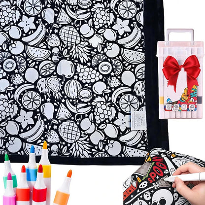 DIY Coloring Washable Fleece Throw Blanket, a Soft and Cozy Art Project Suitable for Both Kids and Adults